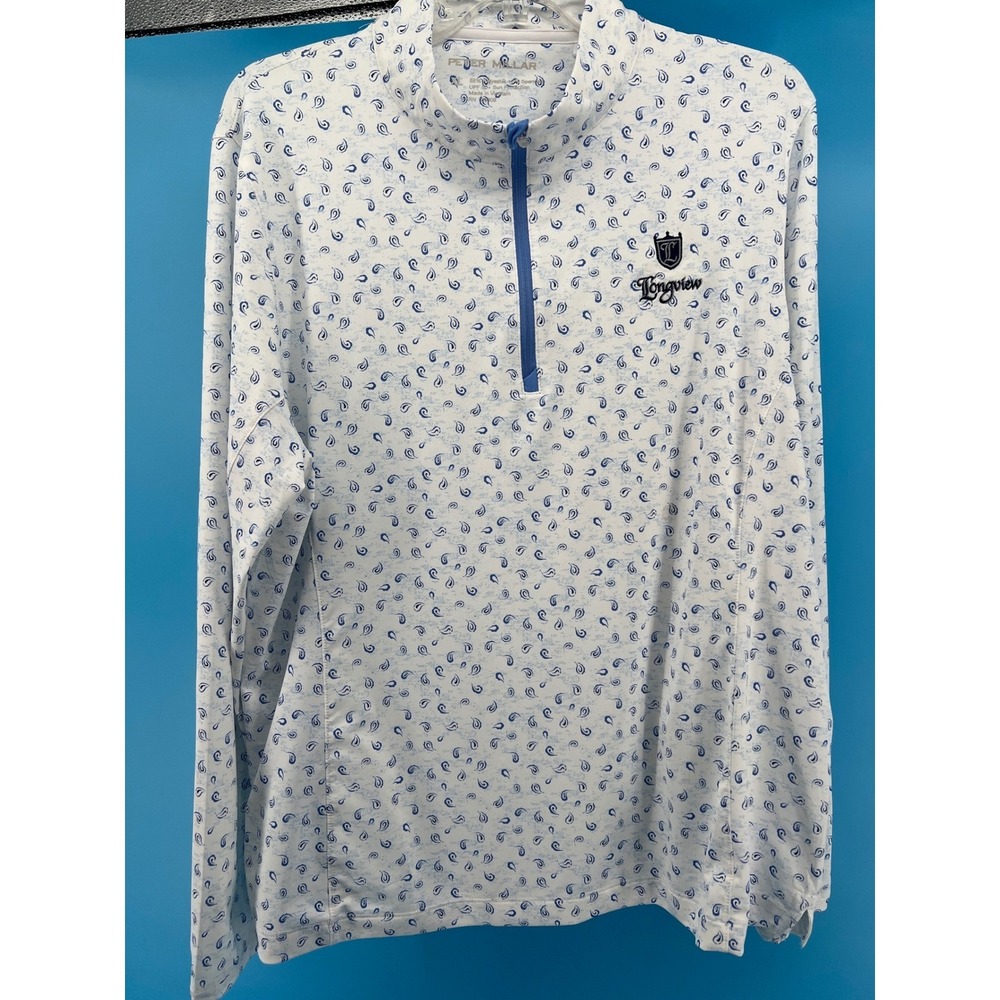 Peter Millar Womens XL Quarter Zip Pullover Blue Paisley Golf Shirt UPF 50+ Sun - Picture 5 of 11
